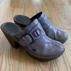 Born Taupe High Heeled Clogs